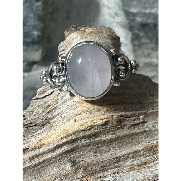 Rose Quartz Round Sterling Silver Elegant Set Size 8.5 Ring NWT - Picture 1 of 5